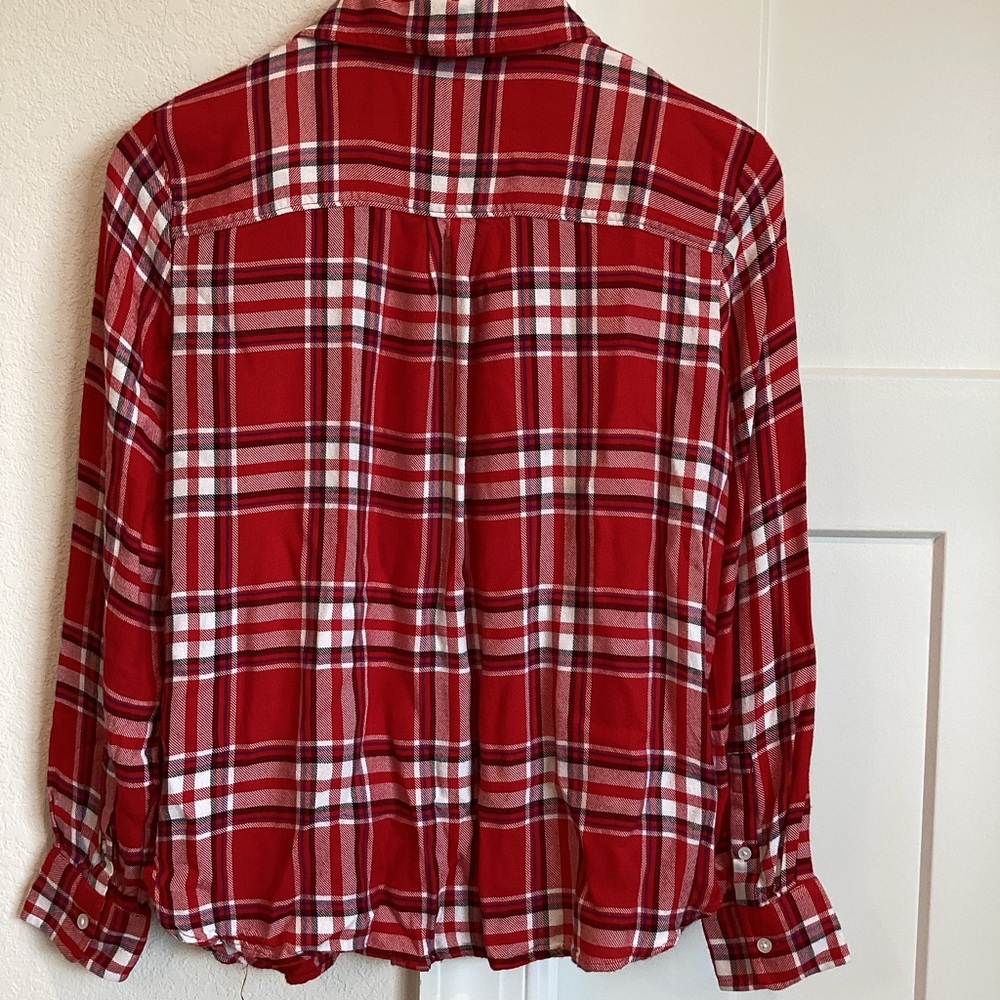 Women’s Banana Republic Button Down Long Sleeve Shirt Dillon Viscose Small Red - Picture 7 of 12
